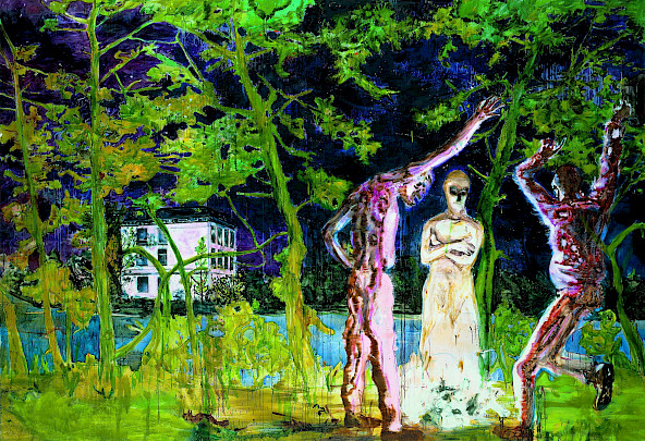 Daniel Richter, Billard um halbzehn, 2001, Lackfarbe, &Ouml;l auf Leinwand, 260 x 375 cm, Kunsthalle zu Kiel &copy; VG Bild-Kunst, Bonn 2026, Foto: Foto-Renard, Kiel